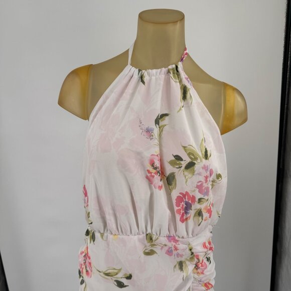 Guess Womens Floral Print Halter Dress size XL White & Pink - Picture 8 of 15